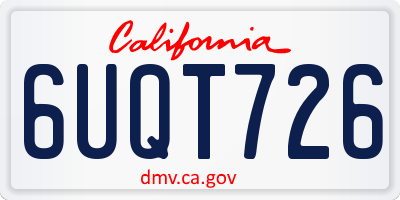 CA license plate 6UQT726