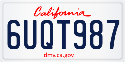 CA license plate 6UQT987