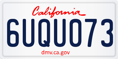 CA license plate 6UQU073