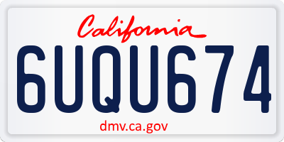 CA license plate 6UQU674