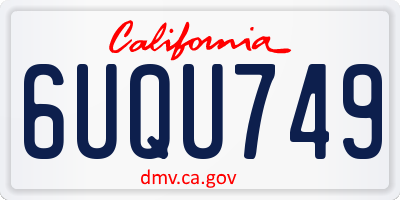 CA license plate 6UQU749