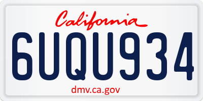CA license plate 6UQU934