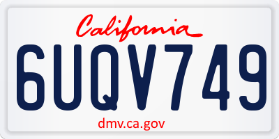 CA license plate 6UQV749