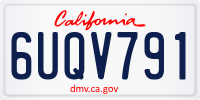 CA license plate 6UQV791