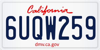 CA license plate 6UQW259