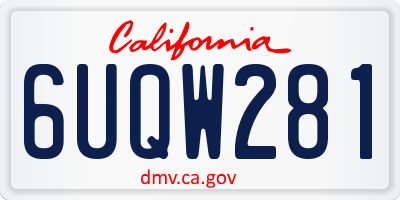 CA license plate 6UQW281