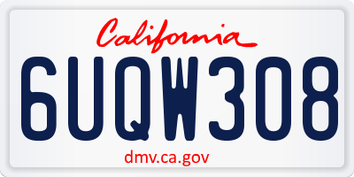 CA license plate 6UQW308