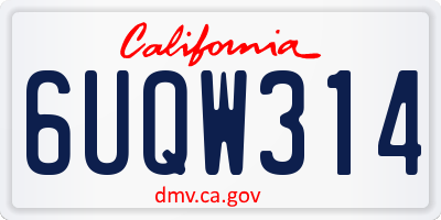 CA license plate 6UQW314