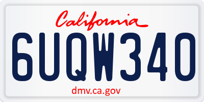 CA license plate 6UQW340