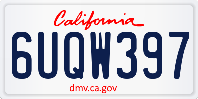 CA license plate 6UQW397
