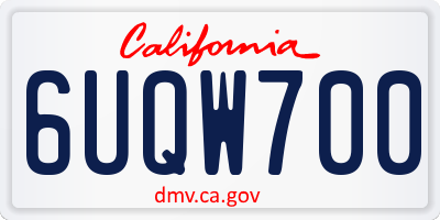 CA license plate 6UQW700