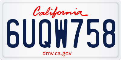 CA license plate 6UQW758