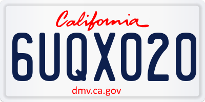 CA license plate 6UQX020
