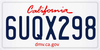 CA license plate 6UQX298