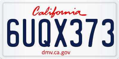CA license plate 6UQX373