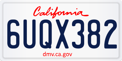 CA license plate 6UQX382