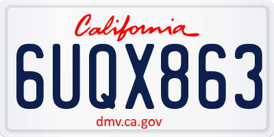 CA license plate 6UQX863