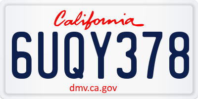 CA license plate 6UQY378