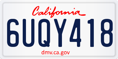 CA license plate 6UQY418