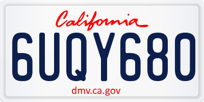 CA license plate 6UQY680