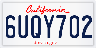 CA license plate 6UQY702