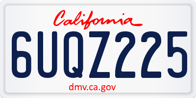 CA license plate 6UQZ225