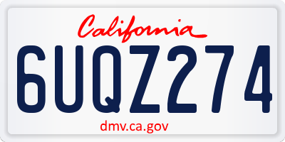 CA license plate 6UQZ274