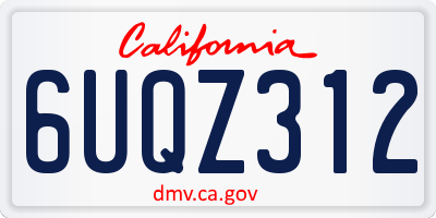 CA license plate 6UQZ312