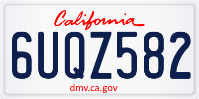 CA license plate 6UQZ582