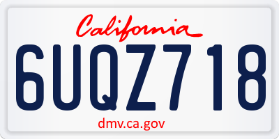 CA license plate 6UQZ718