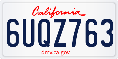 CA license plate 6UQZ763