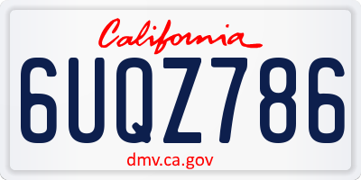 CA license plate 6UQZ786