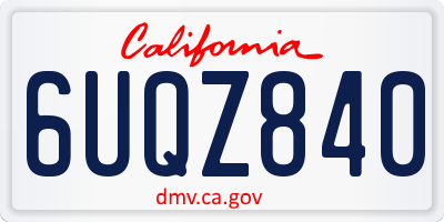 CA license plate 6UQZ840