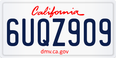 CA license plate 6UQZ909