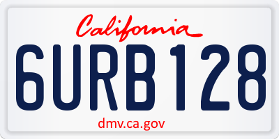 CA license plate 6URB128