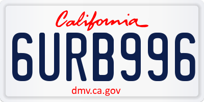 CA license plate 6URB996