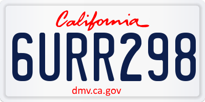 CA license plate 6URR298