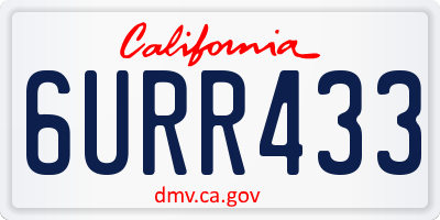CA license plate 6URR433
