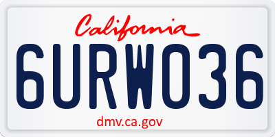 CA license plate 6URW036