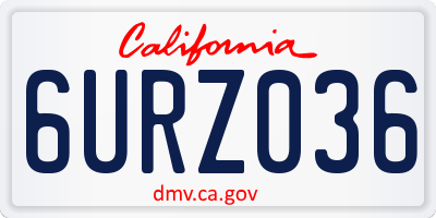 CA license plate 6URZ036