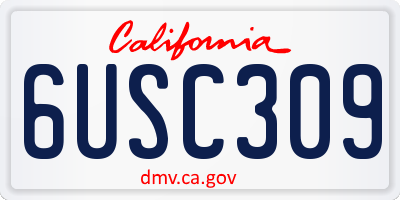 CA license plate 6USC309