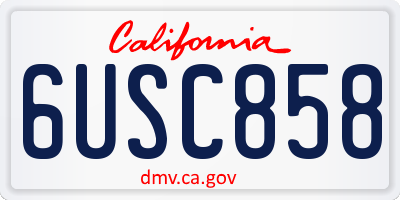 CA license plate 6USC858