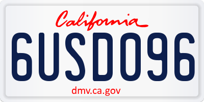 CA license plate 6USD096