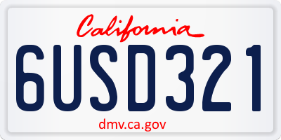 CA license plate 6USD321
