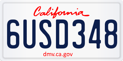 CA license plate 6USD348