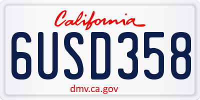 CA license plate 6USD358