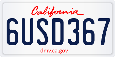 CA license plate 6USD367