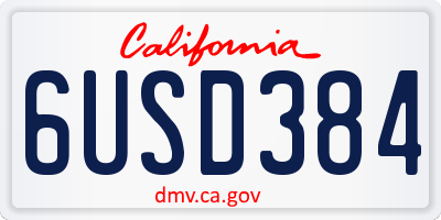 CA license plate 6USD384
