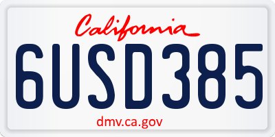 CA license plate 6USD385