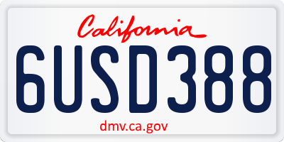 CA license plate 6USD388